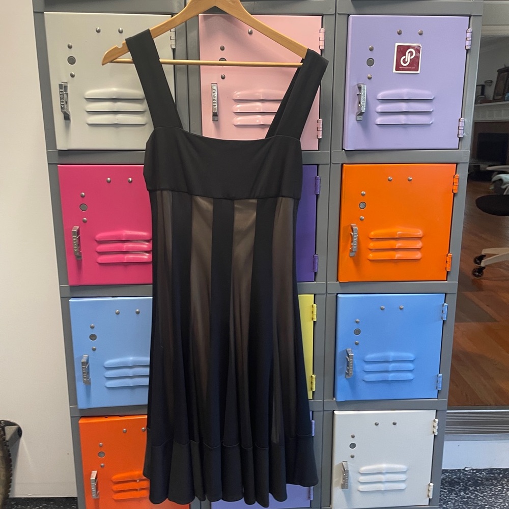 Maggy London Black and Sheer Strapless Dress